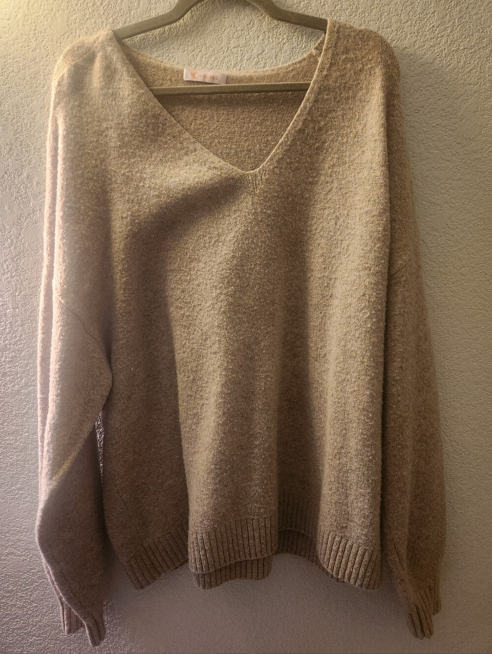XL Soft V-Neck Women's Sweater in Beige